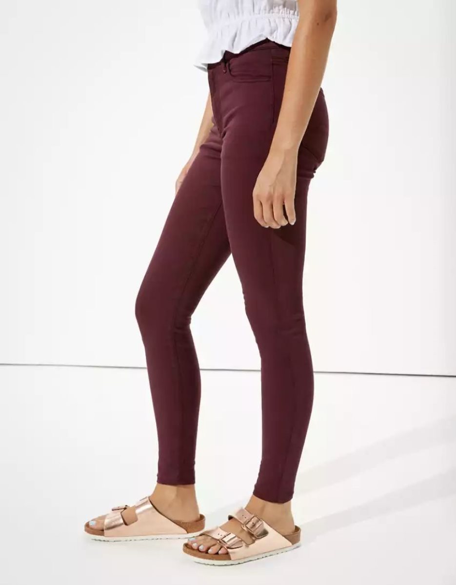 Jean American Eagle AE High-Waisted Jegging Bordeaux Femme | BQE-58650084